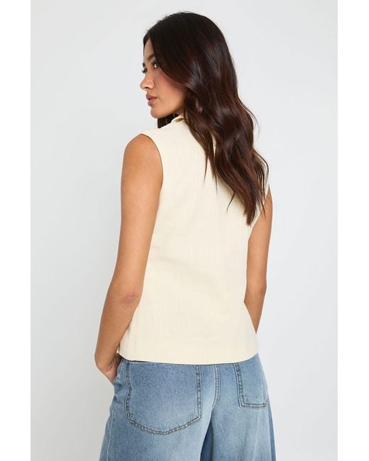 Boohoo Blue Linen Look Single Button Waistcoat