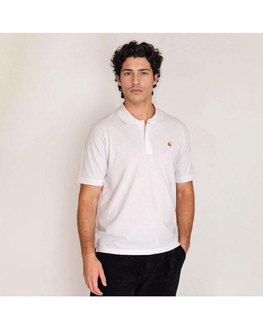 Carhartt White Cotton Pique Polo Shirt for men