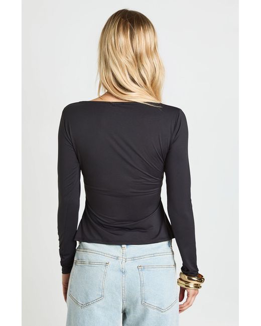 Boohoo Black Petite Second Skin Square Neck Long Sleeve Top