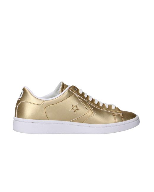 Gold leather converse hot sale
