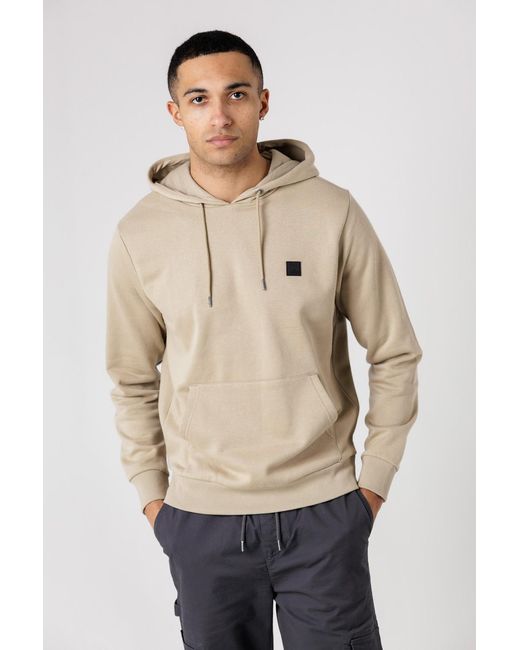 Tokyo Laundry Natural Brushed Back Fleece Hoody With Small Chest Logo for men