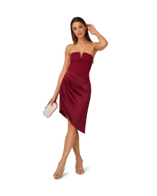 Adrianna Papell Red Knit Crepe Midi Dress