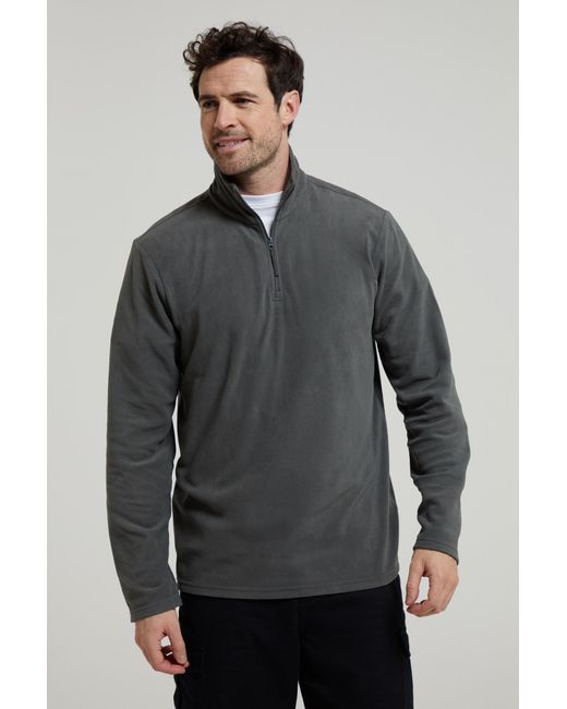 Mountain Warehouse Gray 'Camber Ii' Half Zip Fleece Top Antipill Breathable Casual Winter Sweater for men