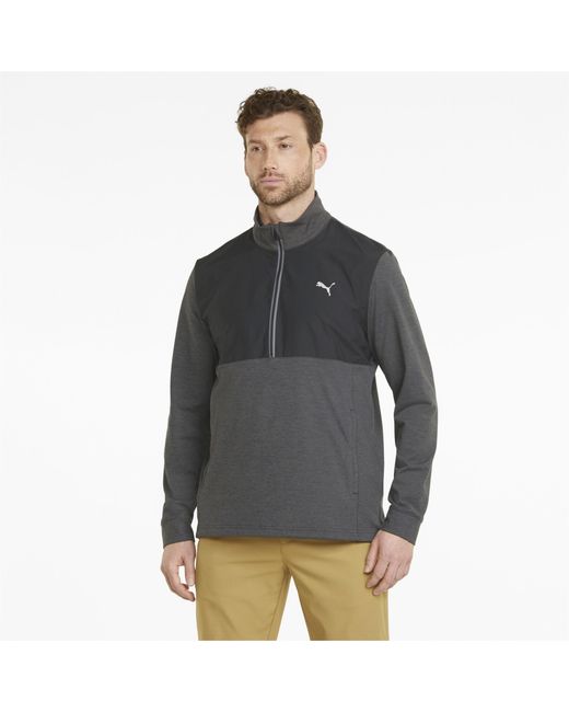 PUMA Gray Cloudspun Wrmlbl Quarter-Zip Golf Jacket for men