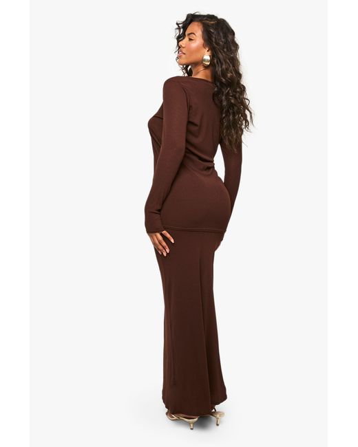 Boohoo Brown Double Layer T-Shirt Dress