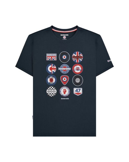 Lambretta Blue Ss25 Badge T-Shirt Cotton for men
