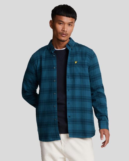 Lyle & Scott Blue Tonal Check Flannel Shirt for men