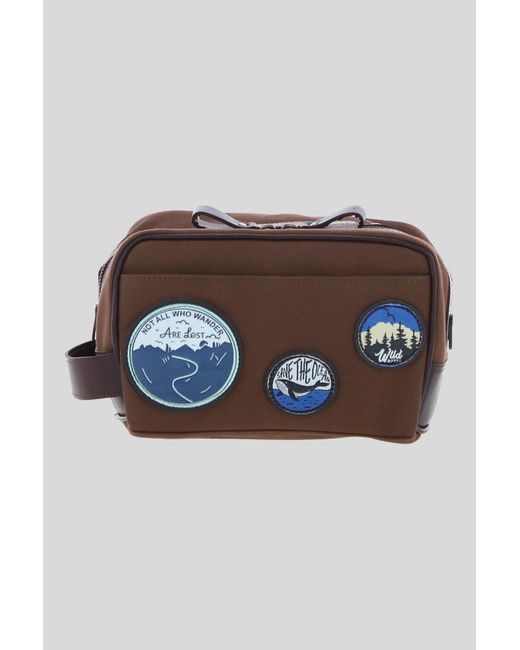 Fenland Sheepskin Brown Explorer Patch Washbag for men