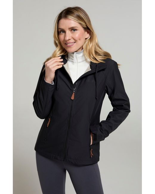 Mountain Warehouse Black 'Iona' Softshell Jacket With Multiple Pockets Water Resistant Casual Everyday Coat