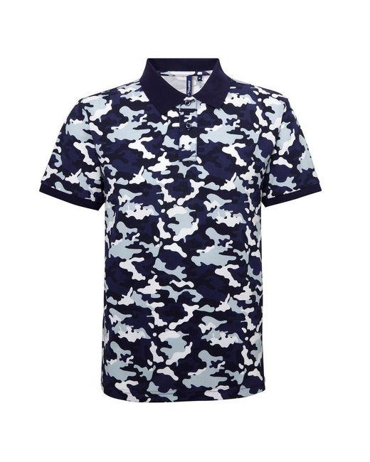 Asquith & Fox Blue Short Sleeve Camo Print Polo Shirt (Camo) for men