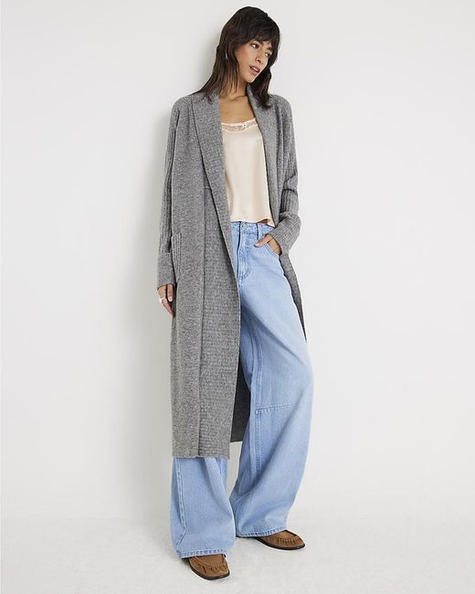 River Island Blue Cardigan Knitted Maxi