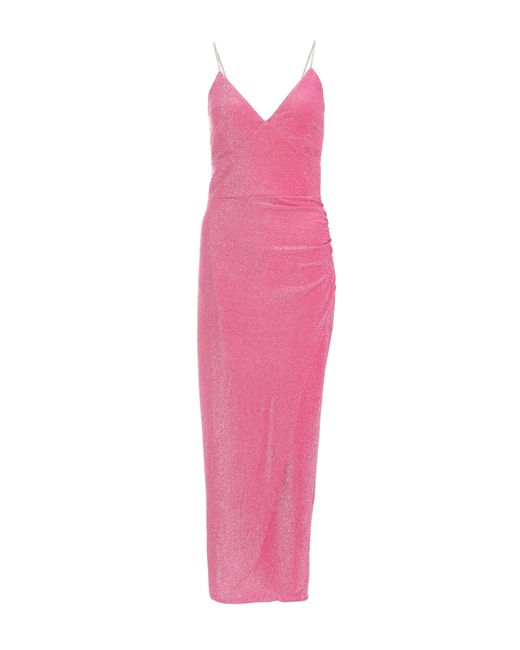 Quiz Pink Shimmer Wrap Maxi Dress