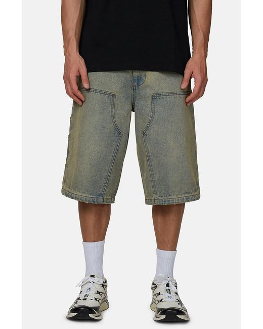 Good For Nothing Black Baggy Washed Denim Carpenter Shorts for men
