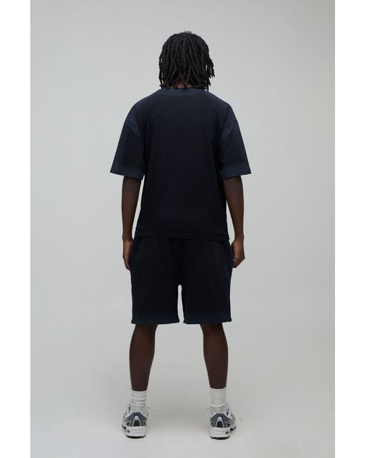 BoohooMAN Blue Oversized Shrunken Spray Seam Wash T-Shirt & Shorts Set for men