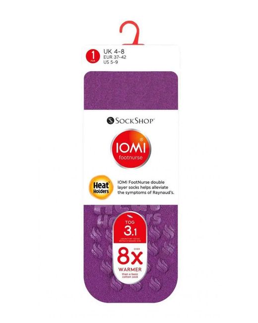 IOMI Purple Ladies Thick 3.1 Tog Non Slip Grip Slipper Socks For Raynauds for men
