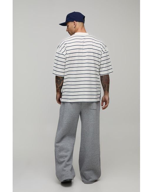 BoohooMAN Blue Contrast Stripe Short Sleeve T-Shirt for men