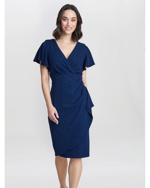 Gina Bacconi Blue Glenda Midi Dress With Embellishment