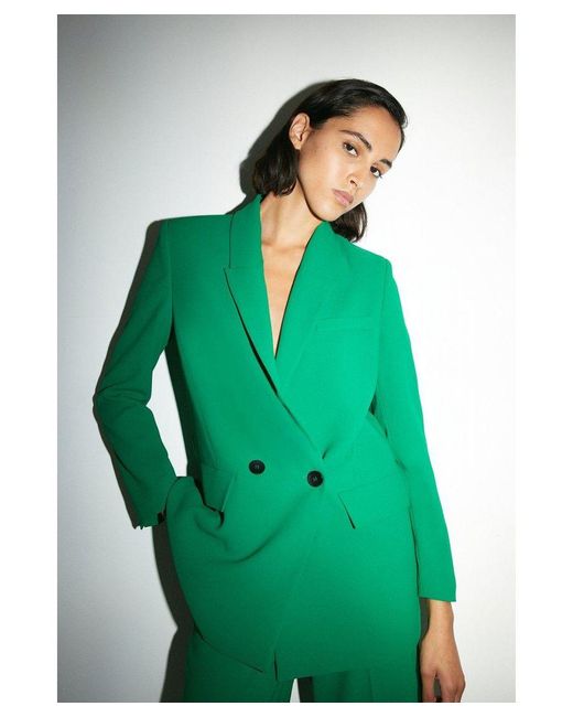 Warehouse Green Relaxed Double Breasted Blazer
