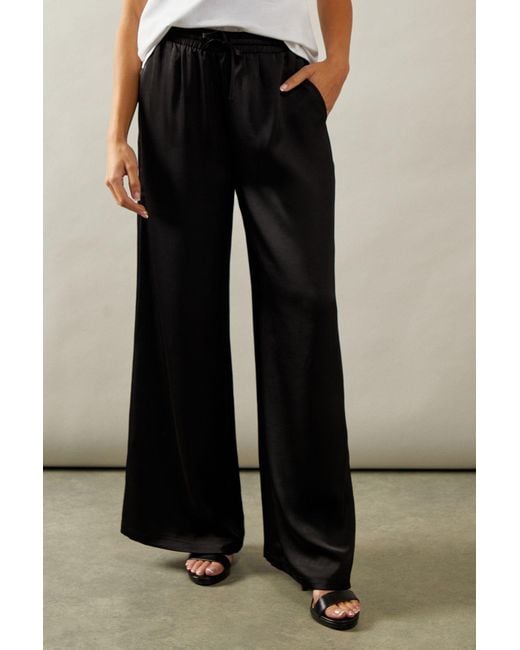 Wallis Black Tie Detail Wide Leg Trousers