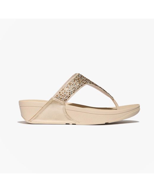 Fitflop White Lulu Crystal Toe-Post Sandals Platino