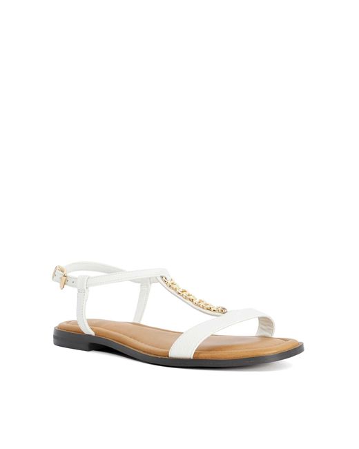 Dune White Wf Lollipops Flat Embellished T Bar Sandals