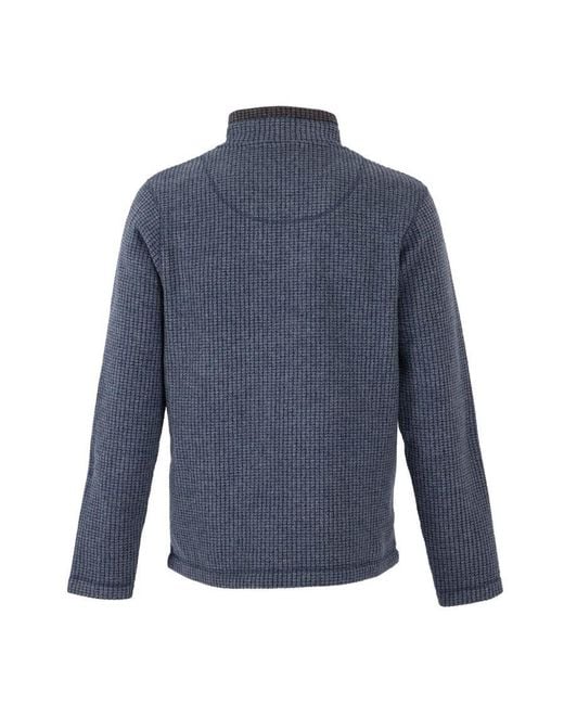 Weird Fish Blue Grid Embroidered Eco Friendly Fleece Pullover for men