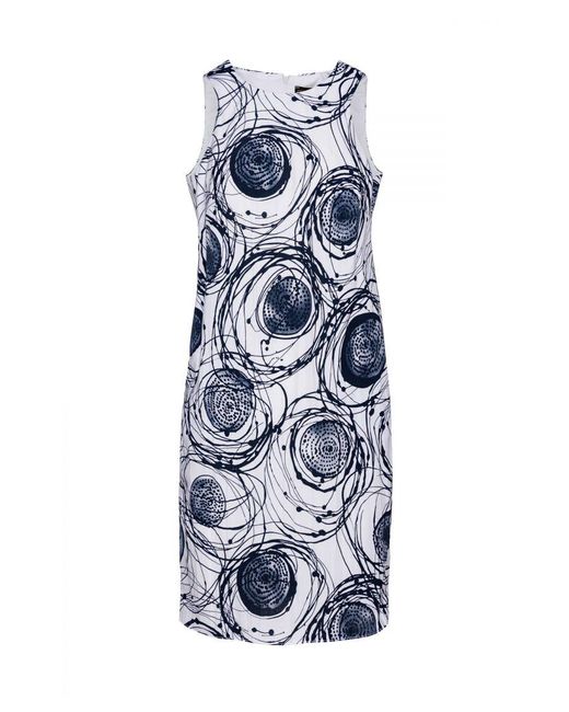 Conquista White Print Sleeveless Sack Dress