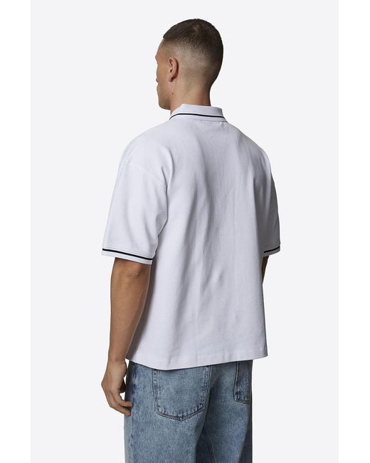 Good For Nothing White Monogram Short Sleeve Polo for men
