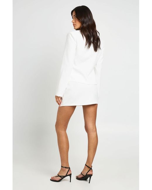 Boohoo White Single Button Fitted Blazer