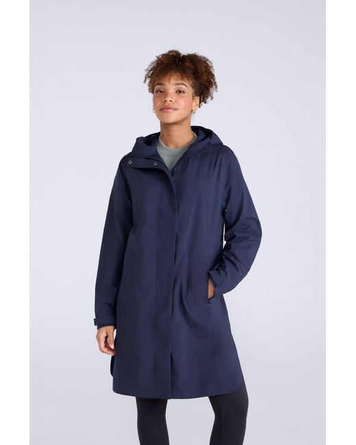 Mountain Warehouse Blue 'Mistral' Long Waterproof Jacket Breathable Lightweight Rain Coat