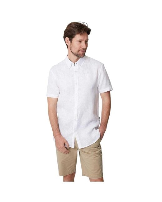 Saltwell White Linen Blend Regular Shirt for men