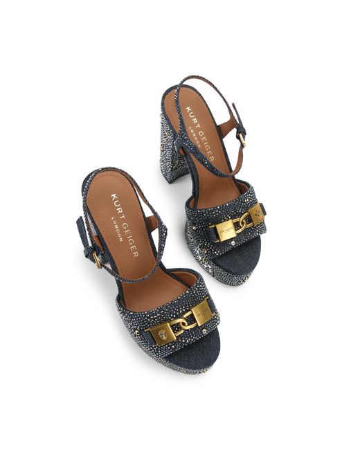 Kurt Geiger Blue Denim Kingsley Platform Sandals