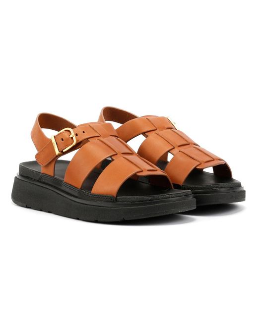 Fitflop Brown Gen-Ff Fisherman Leather Deep Tan Sandals