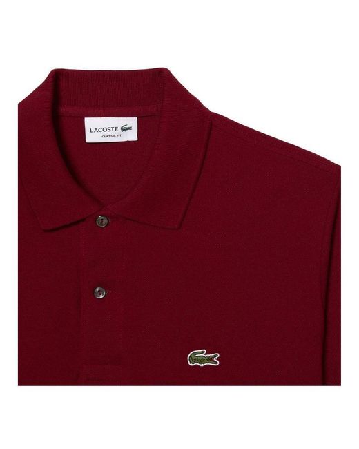 Lacoste Classic Croc-logo-poloshirt Voor in het Red voor heren