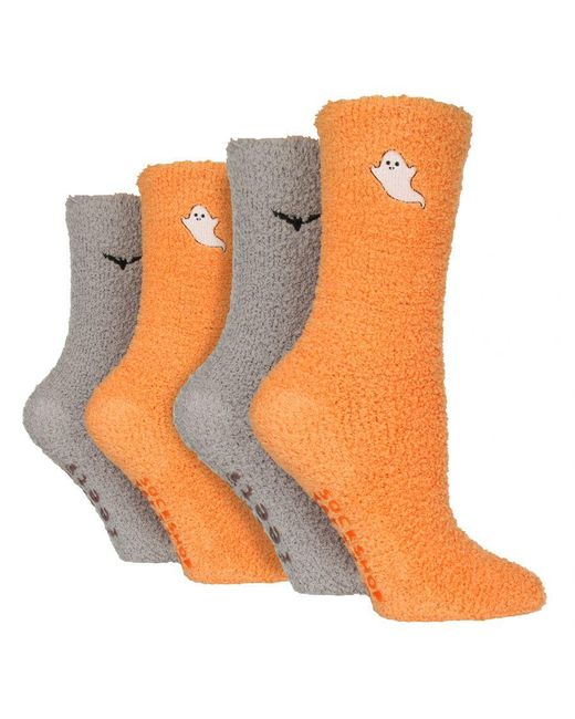 Wildfeet Orange 4 Pack Ladies Bed Socks