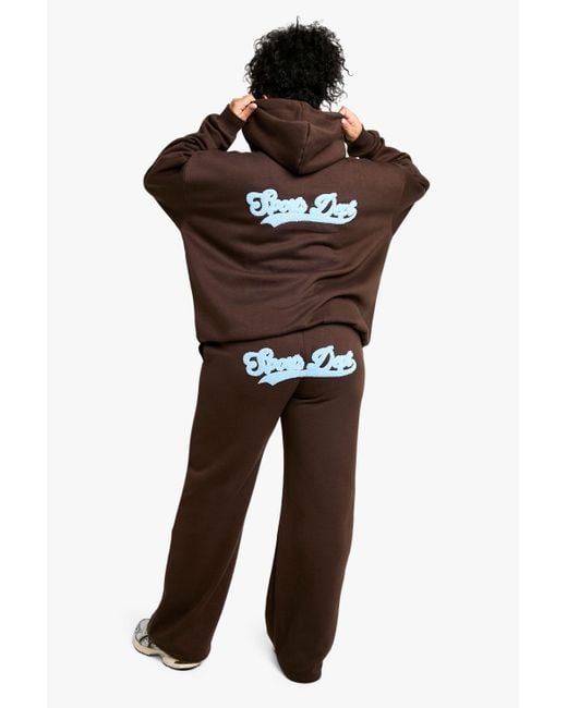 Boohoo Black Plus Sports Dept Towelling Applique Straight Leg Jogger