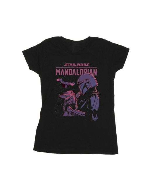 Star Wars Black Ladies The Mandalorian Hello Friend Cotton T-Shirt
