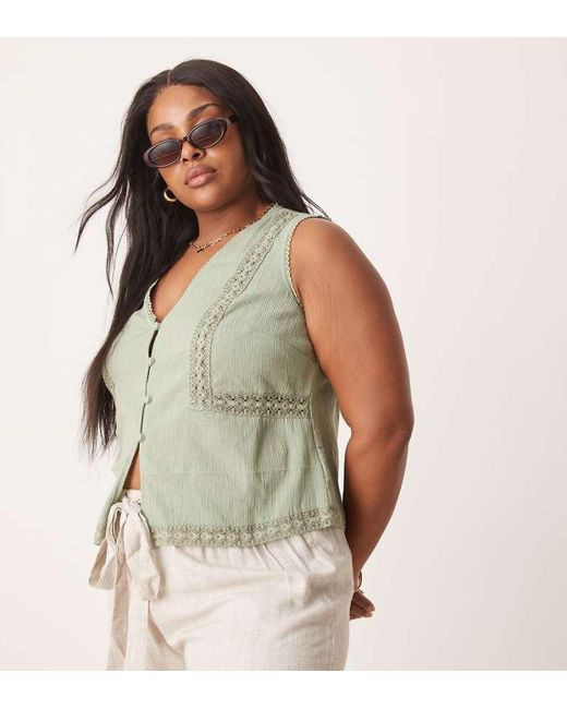 ASOS Green Design Lace Trim Waistcoat