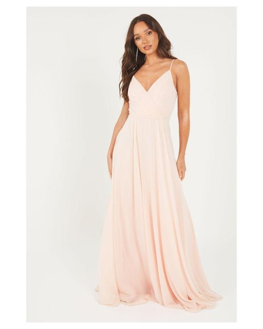 Nude chiffon deals maxi dress