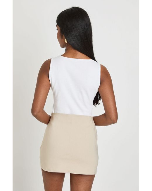 Boohoo White Split Front Mini Skort