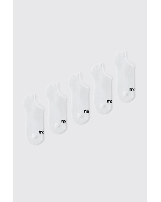 BoohooMAN White 5 Pack Dot Half Terry Trainer Socks for men