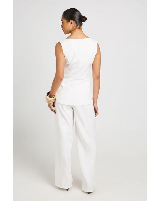 Boohoo White Boat Neck Longline Waistcoat