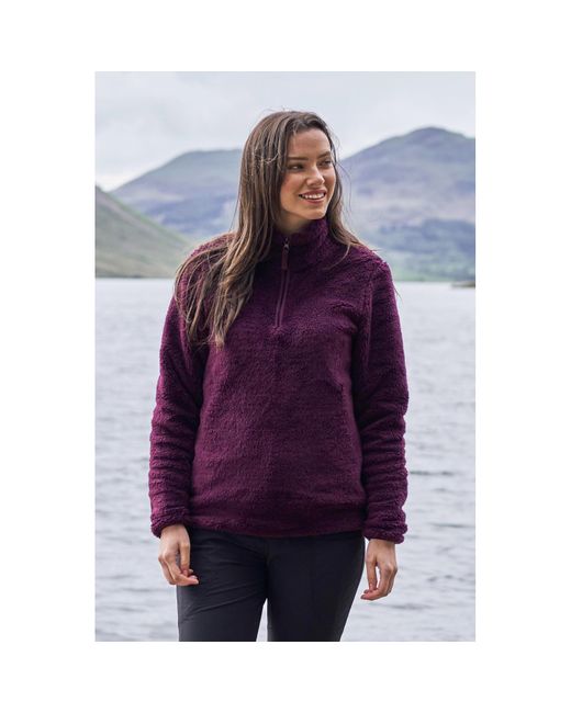 Mountain Warehouse Purple Ladies Teddy Fleece Quarter Zip Top Material_Polyester