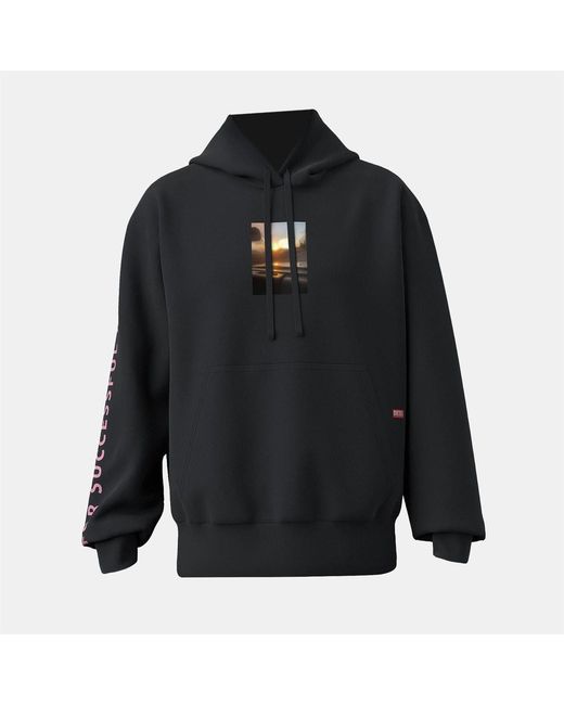 DIESEL Blue Cassette Photo Hooded Neck Long Sleeve Sweatshirt for men