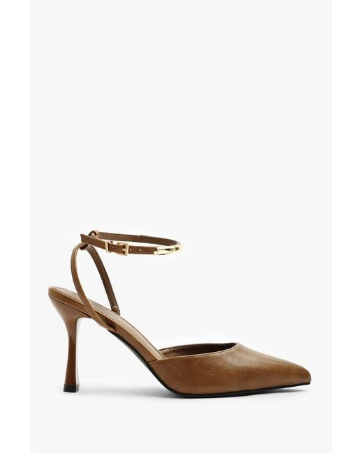 Where's That From Brown Wheres Cheyenne Bar Trim Detail Cut Out Court Shoe Heels