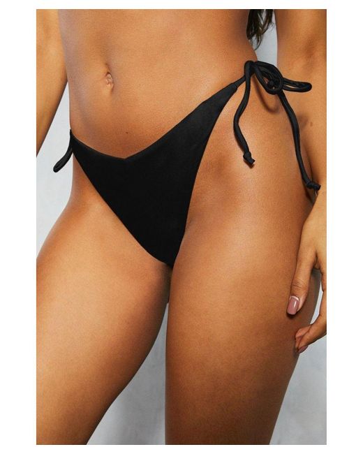 MissPap Black Tie Side Thong Bikini Bottom