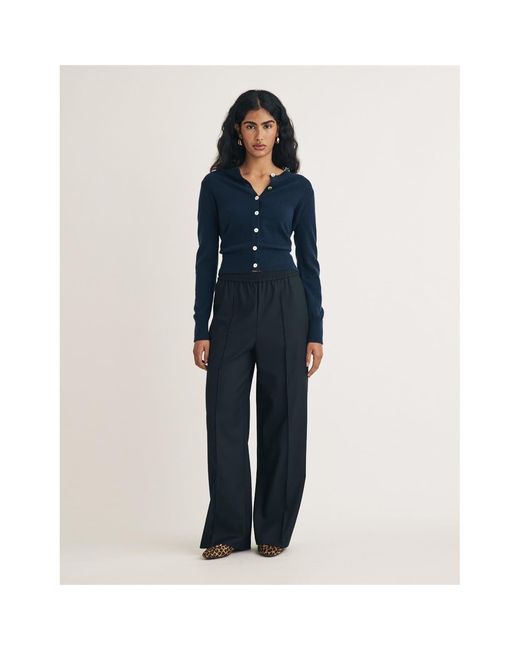Nobody's Child Blue Nobodys James Solid Wide Leg Trousers