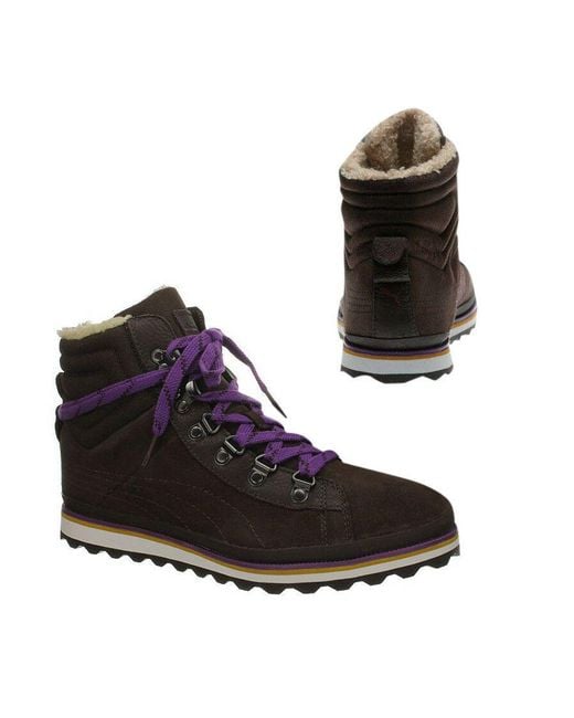 PUMA City Snow Boots Ortholite Ski Lace Up Shoes Brown 354215 02 D37 Leather