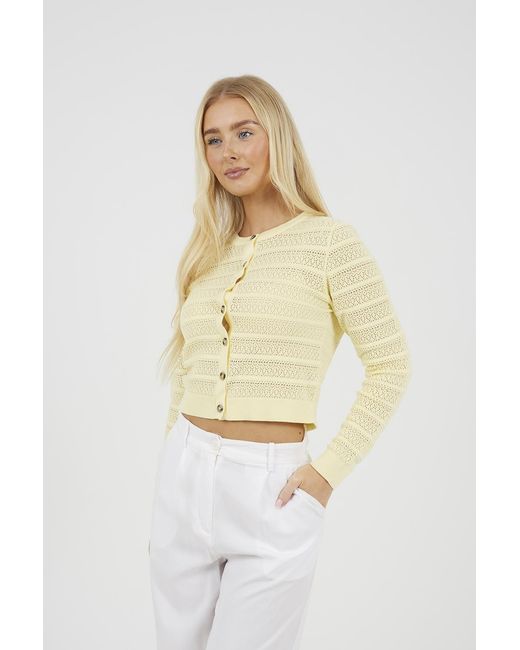 Brave Soul White Stitch Detail Crew Neck Cardigan