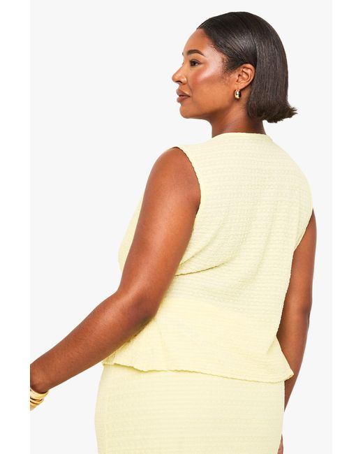 Boohoo Yellow Beaded Textured Tie Front Waistcoat